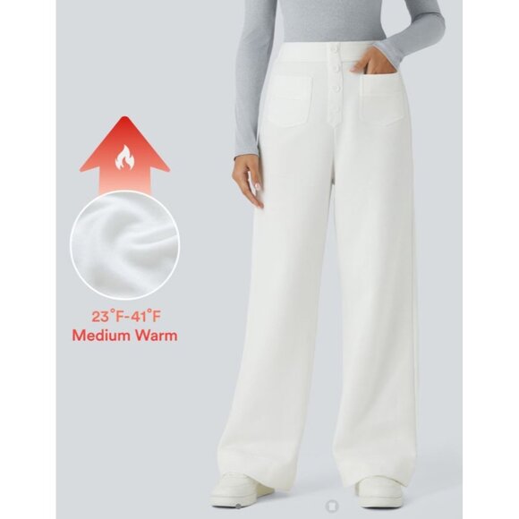 Halara High Waisted Straight Leg Multi Faux Button Sweat Pants Sz Small Gray Wom - Picture 2 of 9